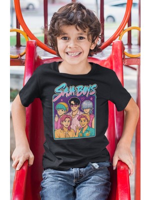Sevbano Saja Boys Kpop Demon Hunters Müzik Grubu Baskılı Unisex Çocuk Tişört (1-12 Yaş)