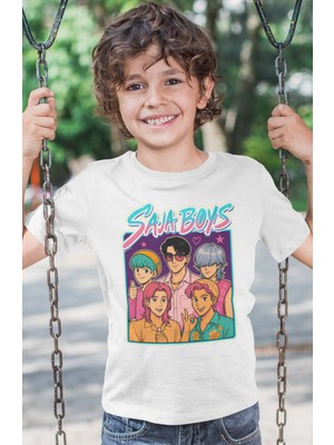 Sevbano Saja Boys Kpop Demon Hunters Müzik Grubu Baskılı Unisex Çocuk Tişört (1-12 Yaş)