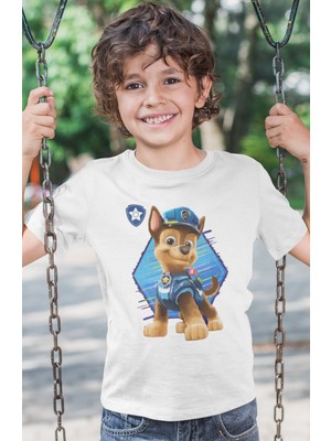 Sevbano Paw Petrol Baskılı Unisex Çizgi Film Çocuk Tişört (1-12 Yaş)