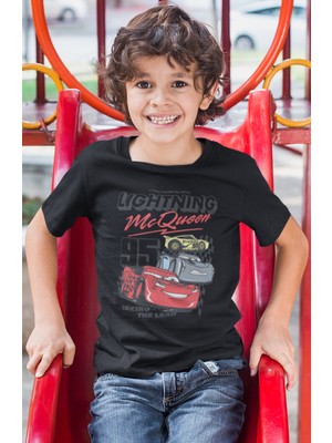 Sevbano Lightning Mcqueen Şimşek Arabalar Baskılı Unisex Çizgi Film Çocuk Tişört (1-12 Yaş)
