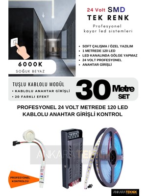 24 Volt Tavan Profesyonel Kayar LED Sistemi/ Metrede 120 Led/ Iz Gölge Yapmaz/ Yüksek Lümen Akışkan Kayar