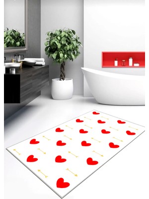 Ardizayn Kalp - Pamuk Dokuma Taban (70x120 cm) Banyo Halısı
