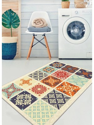 Ardizayn Mozaik - Dijital Baskılı, Kaymaz, Pamuk Dokuma Taban (80x150 cm) Banyo Halısı