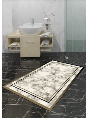 Ardizayn Mermer Desen 70 x 120 cm. Kaymaz Pamuk Taban Banyo Halısı, Paspası