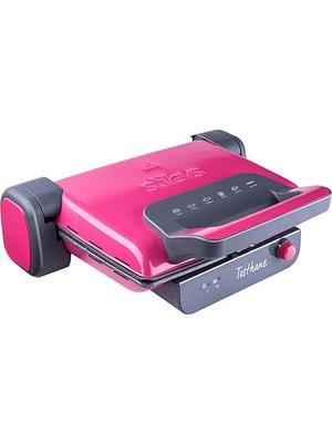 Stilevs Tosthane Granit Tost Makinesi 1800 W Çıkartılabilir Plaka Özelliği ile Pembe Renk