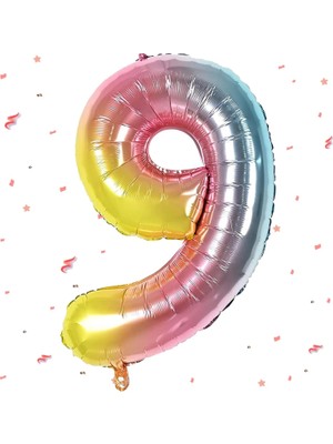 9 Rakam Folyo Balon Rengarenk 75CM