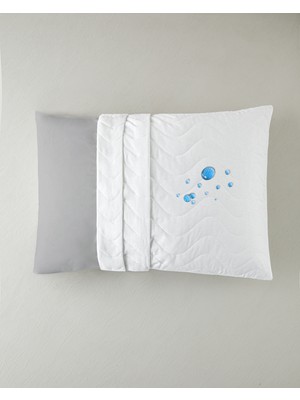 English Home Napline Pamuklu Kapitoneli Sıvı Geçirmez Alez Yastık Kılıfı 50X70 cm Beyaz