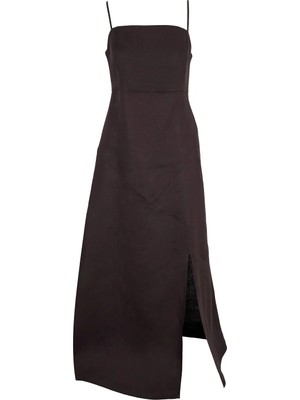 Fabrika Kahve Kadın Kare A-Form Fit Elbise F6SL-ELB0151