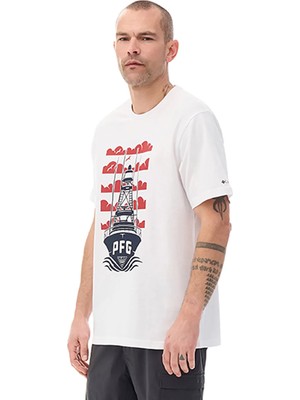 Columbia CS0506 Csc M Pfg Wake Maker Ss Tee Beyaz O Normal Baskılı Erkek T-Shirt