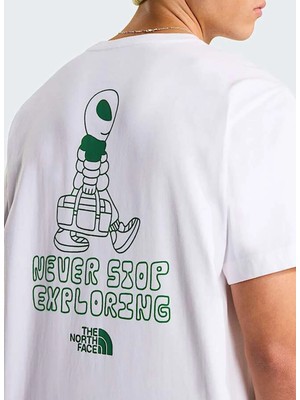 The North Face NF0A8G9GFN41-ALIEN  Relaxed-Graphı Beyaz Yuvarlak Yaka Regular Fit Baskılı Erkek T-Shirt