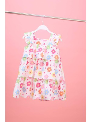 DeFacto Çiçekli Kısa Kollu Poplin Elbise Kız Bebek H6741A526HS