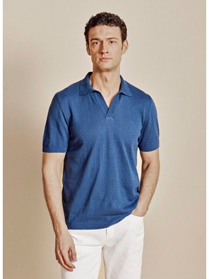 Brooks Brothers Indıgo Erkek Standart Melanj Kazak BBSS26MKL028