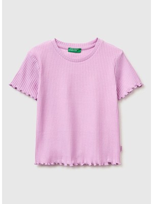 United Colors Of Benetton Pembe Kız Çocuk Fitilli T-Shirt 3F1EC10N4