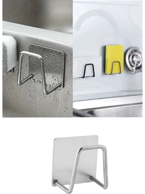 Tonkut Kendinden Yapışkanlı Paslanmaz Çelik Drenaj Rafı Mutfak Evye Sünger Tutucu Lavabo Organizer Askı