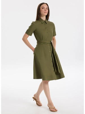 Lauren Ralph Lauren Haki Kadın Elbise Fınnbarr-Short Sleeve-Casual Dress
