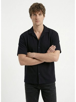 gmg firenze Gmg Fırenze Siyah Erkek Regular Fit Geometrik Desenli Gömlek GU26MSS02204