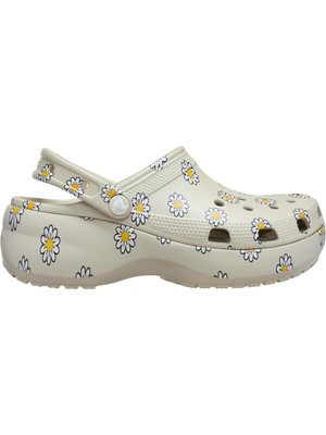 CS212668 Crocs Classic Platform Floral Clog Kadın Terlik Gri