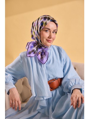 Silk Home Twill Ipek Eşarp Noiré Eflatun 90X90