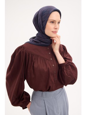 Silk Home Velora Eşarp Sulu Boya Desen Koyu Füme 90X90