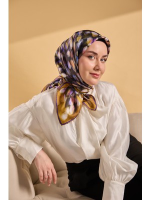 Silk Home Twill Ipek Eşarp Noiré Altın Sarısı 90X90