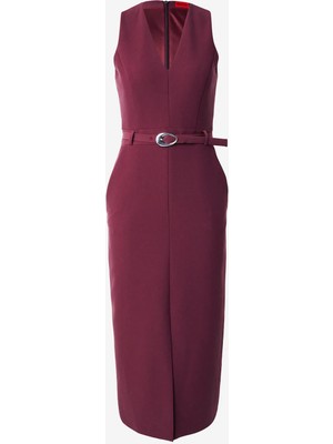 Hugo Mürdüm Kadın V Yaka Slim Fit Elbise 50559123