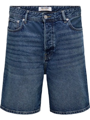 Only & Sons Koyu Mavi Erkek Eskitme Denim Şort 22032890 Onsfade Taı Dnm Shorts Vd