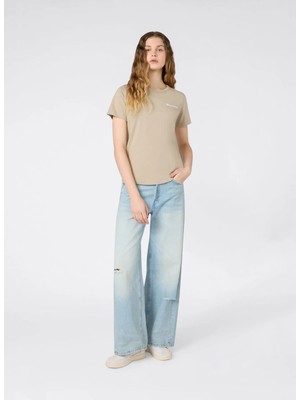 Champion 118408-MS041 Ss Tee Bej Kadın T-Shirt