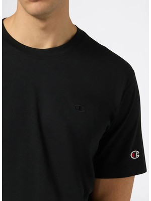 Champion 220278-KK001 Ss Tee Siyah Yuvarlak Yaka Düz Erkek T-Shirt