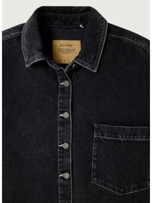 American Vintage Siyah Kadın Standart Gömlek YOP06DE26B
