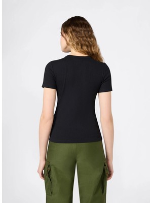 Champion 118766-KK001 Ss Tee Siyah Kadın T-Shirt