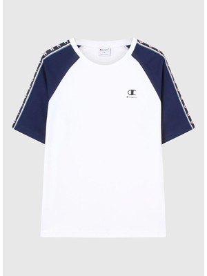 Champion 222008-WW001 Ss Tee Beyaz Yuvarlak Yaka Düz Erkek T-Shirt