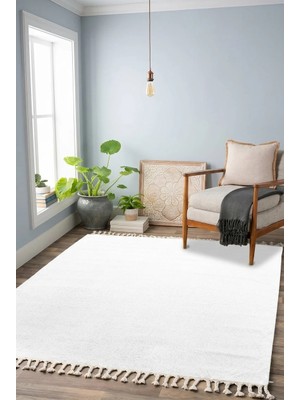 Sultan Halı Beyaz Renkli  Soft Iskandinav Peluş Dokulu Makine Halısı