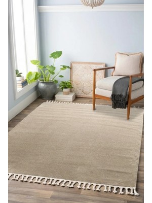 Sultan Halı Bej Renkli  Soft Iskandinav Peluş Dokulu Makine Halısı