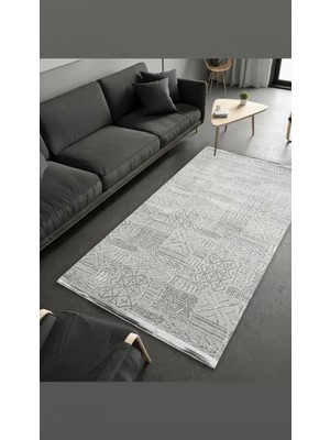 Sultan Halı Sultan Zen Etnik Desen Gri Modern Akrilik Makine Dokuma Salon Halısı - 6709