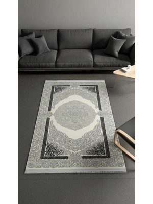 Sultan Halı Sultan Zen Göbekli Desen Gri Modern Akrilik Makine Dokuma Salon Halısı - 6428