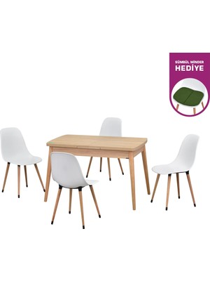 Vilinze Eames Sandalye Avanos Ahşap Mdf Açılır Mutfak Masası Takımı - 70X120+30 cm