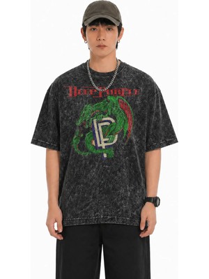 Oversize Deep Purple Baskılı Yıkamalı T-Shirt, Unisex Rock Band Temalı Vintage Tişört