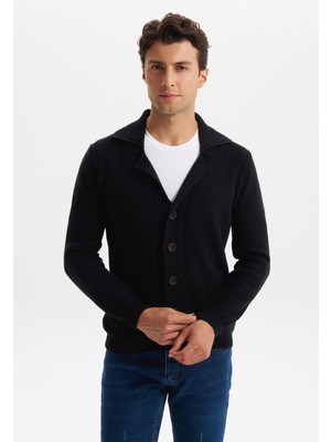 Ar-Ma Erkek Şal Yaka Triko Hırka Slim Fit %50 Pamuk %50 Akrilik Pike Basic Baskısız Cepli K0HTO0859