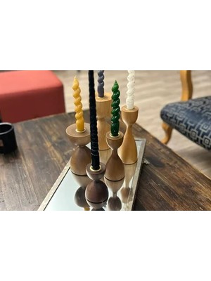 Vivense Massello Desıgn Tempo Beşli Ahşap Mumluk, Ceviz Naturel