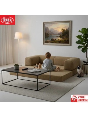 Herev K180X180 Köşe Takımı Modüler L Tipi Şark Köşe Orjinal Süngerli Kadife Kumaşlı Kanepe