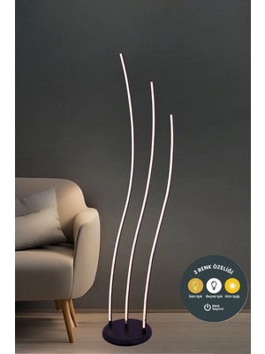 Lzy Avize Store Modern 3’lü Çubuk LED Lambader Siyah 3 Renk – Şık Yerden Aydınlatma Dekoratif Tasarım
