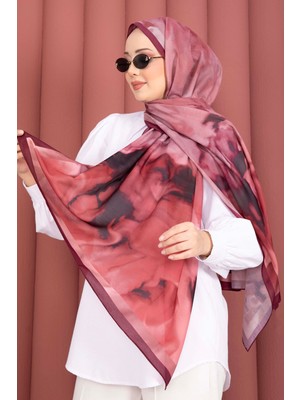 Eys Ebru Desen Şal Serisi Bordo