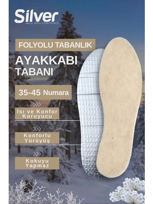 Silver Isı Koruyucu Keçe Ayakkabı Tabanlığı - Naturel Kışlık Taban (35-45)