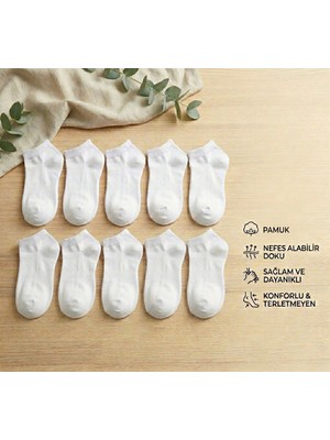 Çorap Kurdu 10'lu Ekonomik Paket Beyaz Patik Çorap