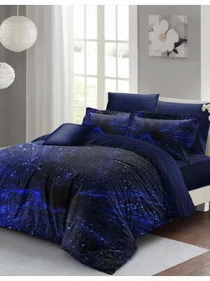Monohome Blue Night 3D Pamuk Saten Çift Kişilik Nevresim Takımı