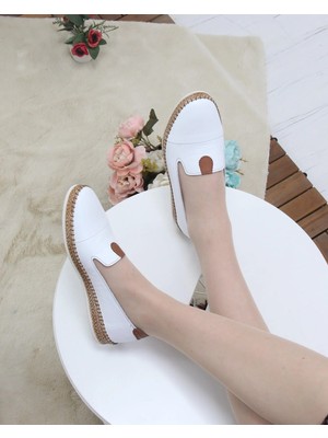 Nesil Shoes Syg P01 Beyaz Hakiki Deri Kadın Ayakkabı