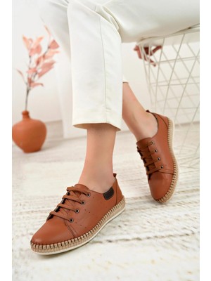 Nesil Shoes Syg P38 Taba Hakiki Deri Kadın Ayakkabı