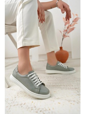 Nesil Shoes Syg P55 Yeşil Hakiki Deri Kadın Ayakkabı