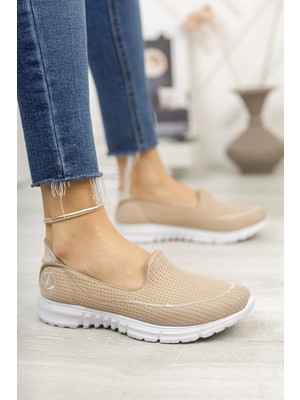 Nesil Shoes Dvm 801 Bej Faylon Taban Kadın Yürüyüş Ayakkabısı