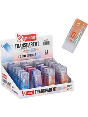 Mikro ER-5701 Transparent Saydam Silgi 24 Adet